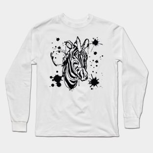 Zebra watercolor sketch Long Sleeve T-Shirt